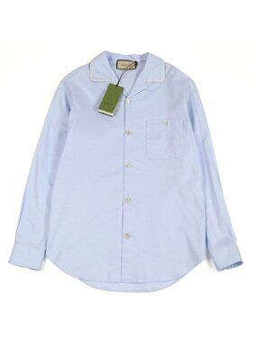 Gucci 22 SS Cotton 100% GG Logo Embroidery Oxford Long Sleeve Shirt